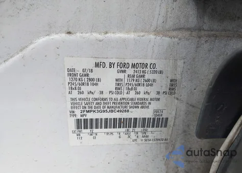 2018 Ford Edge Se из США, поврежденный, VIN 2FMPK3G95JBC49288